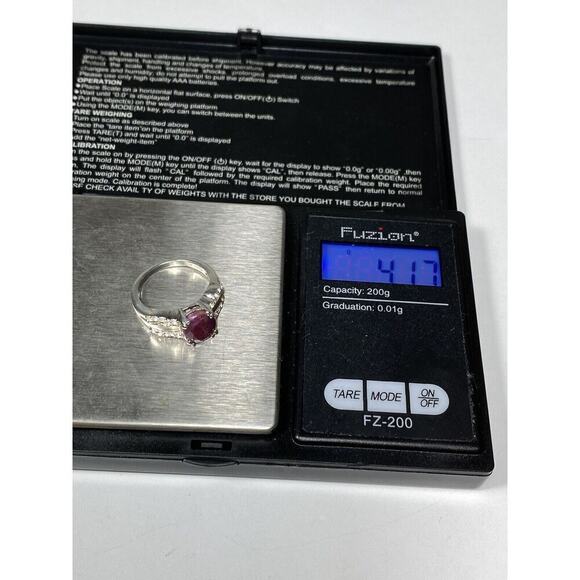 925 PTI India Sterling Silver Ruby Diamonds Ring 6.75 4.17g - Picture 13 of 15